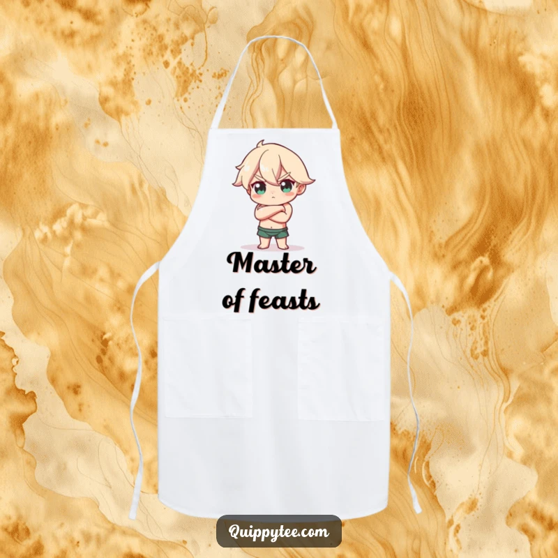 Funny Apron: Character strikes a confident pose, arms crossed, head tilted, perfect for a powerful and assured cooking experience.