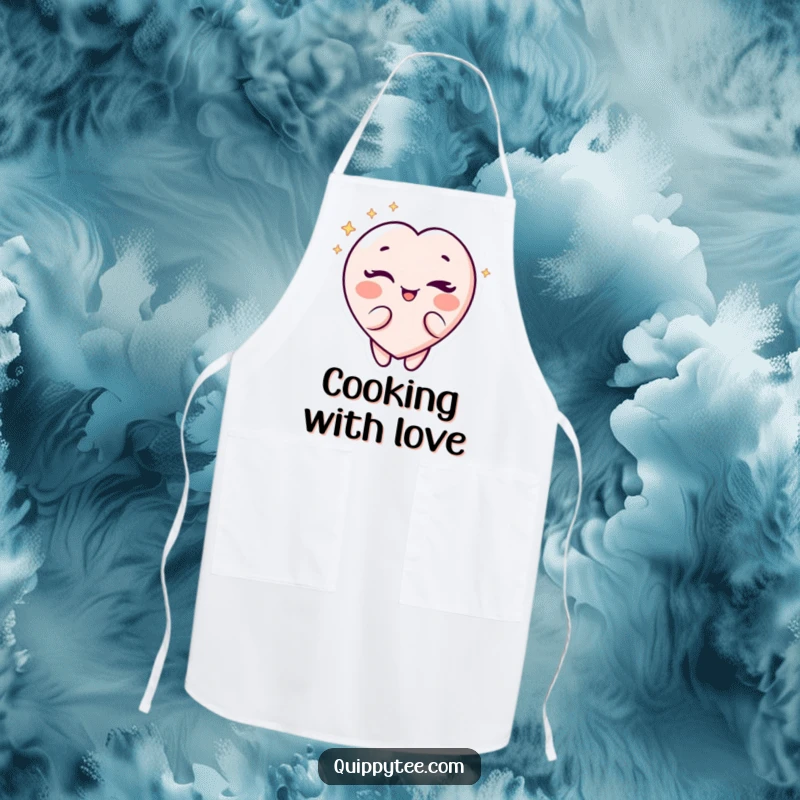 Funny Apron: A sparkling heart character winking playfully, perfect for adding charm to kitchen activities.