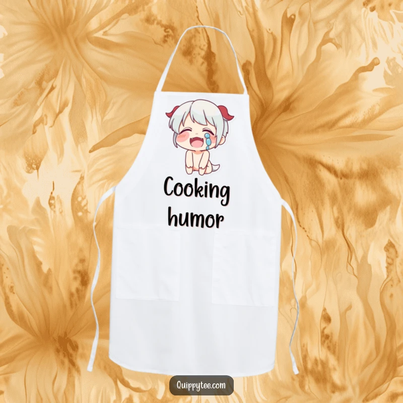 Funny Laughter Apron: A character laughs with tears streaming, perfect for kitchen fun and protection.