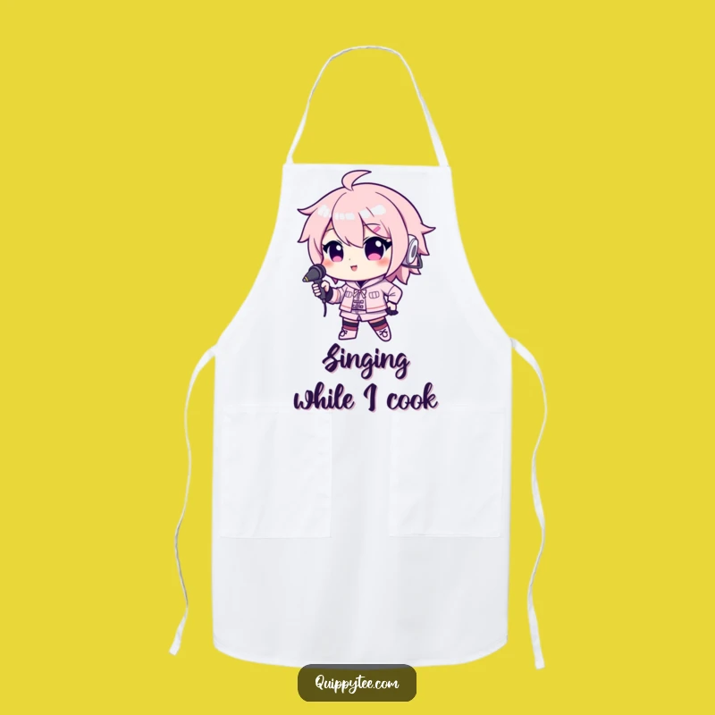 Funny Microphone Kawaii Apron: Cook and Croon, Fun Funny Gift