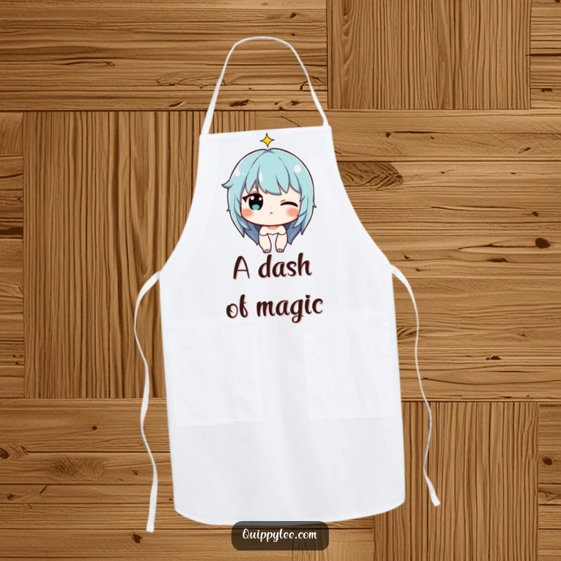Funny Apron: Character winking with a tiny sparkle above their head, perfect for a playful and charming cooking experience.