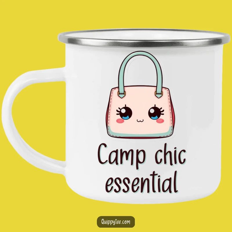 Funny Designer Handbag Enamel Camping Mug: Chic Adventures