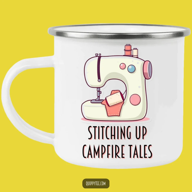 Funny Sewing Machine Bobbin Camping Mug: Sip Your Coffee with Hilarious Joy