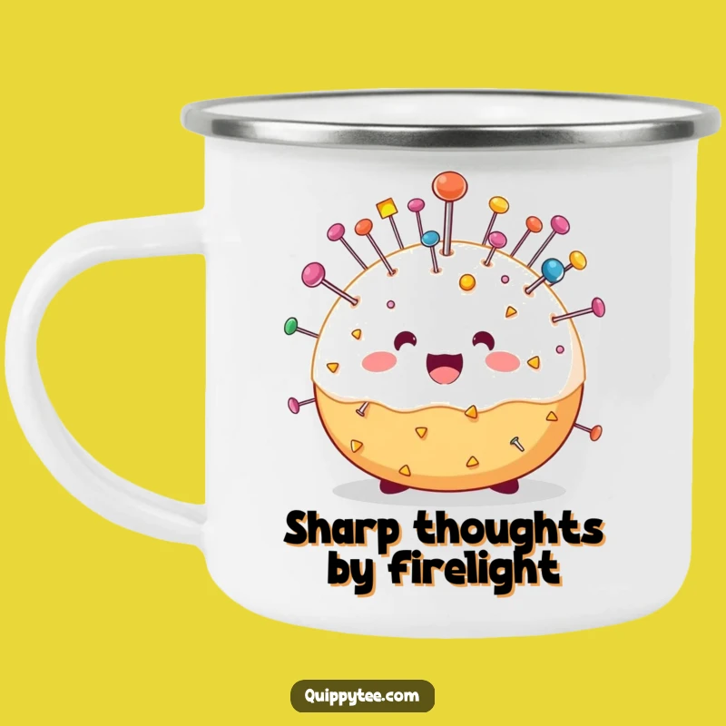 Funny Pin Cushion Camping Mug: Sip Your Coffee with Hilarious Cheer