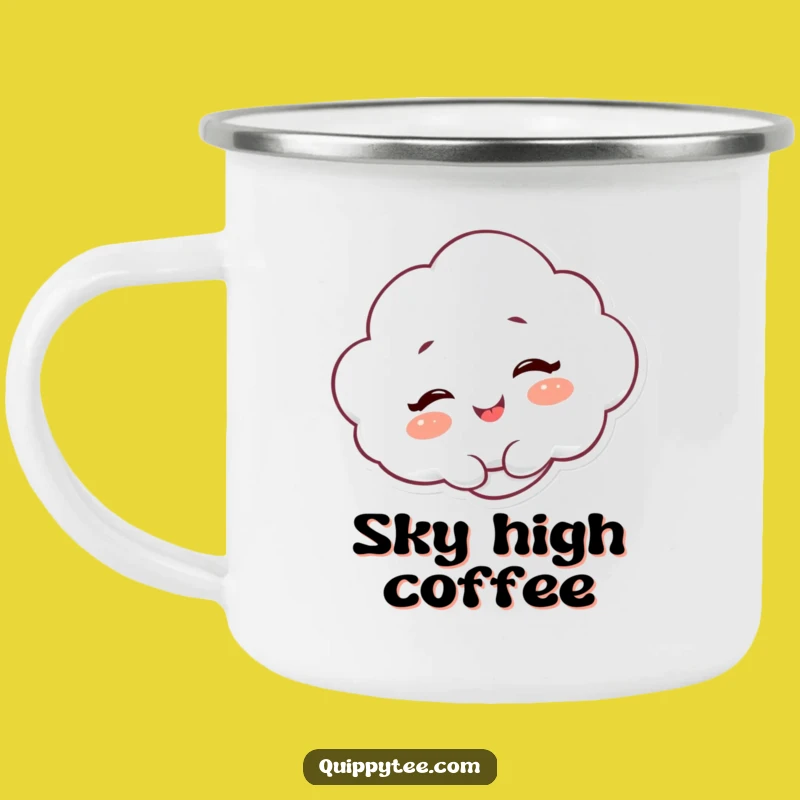 Funny Cloud Giggle Camping Mug: Cheerful Character for Outdoor Relaxation