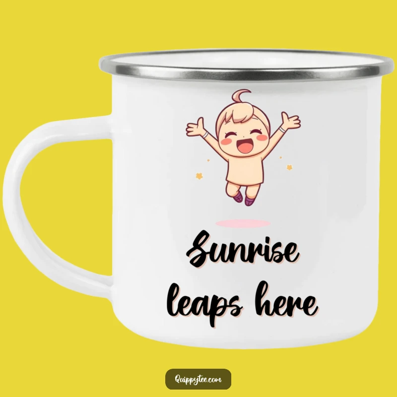 Funny Joyful Leap Camping Mug: Embrace Adventure Happily