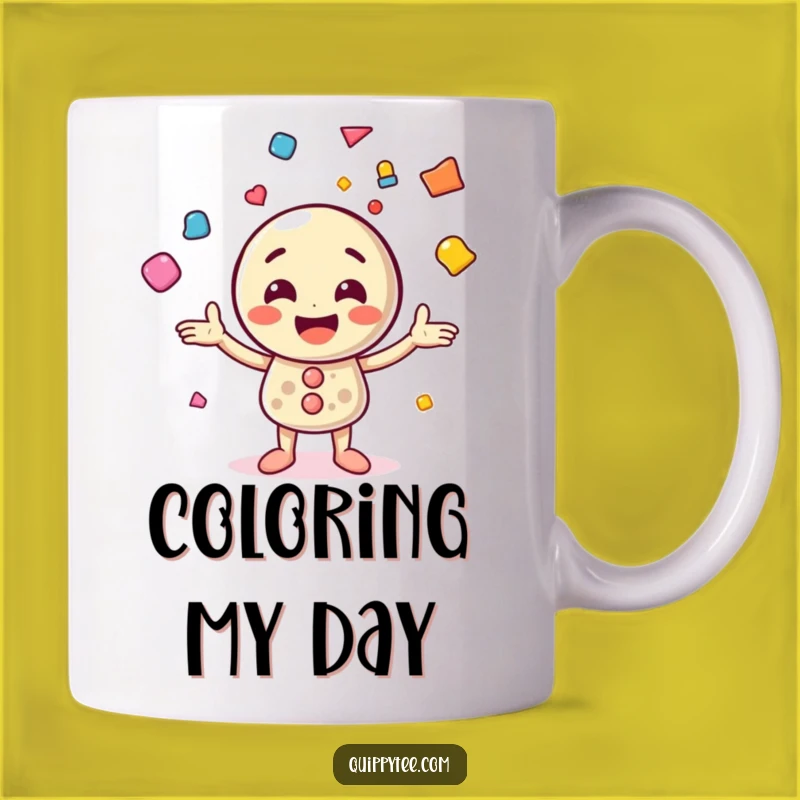 Funny Button Juggling Shapes Mug - Cheerful & Colorful Gift for Fun Lovers