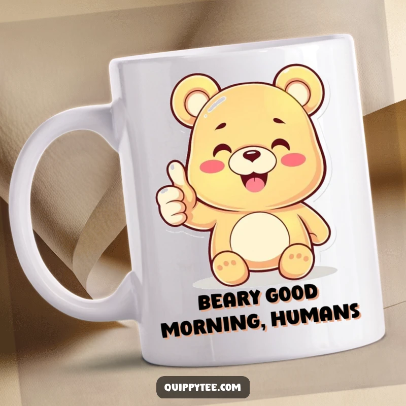 Funny Gummy Bear Thumbs Up Mug: Adorable character giving a confident thumbs up, perfect for a cheerful and funny gift.