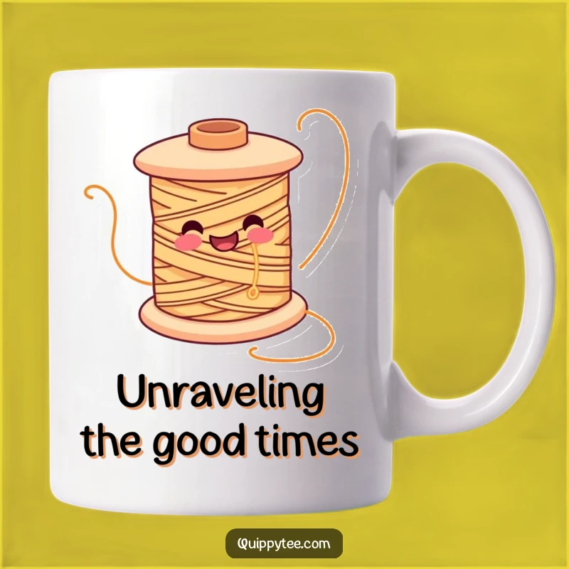 Funny Smiling Spool Mug: Sew Much Fun for Your Morning Brew