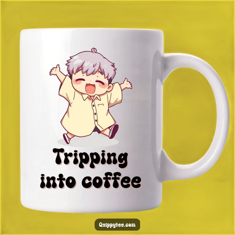 Funny Tripping Mug: Kawaii Character's Giant Shirt Mishap