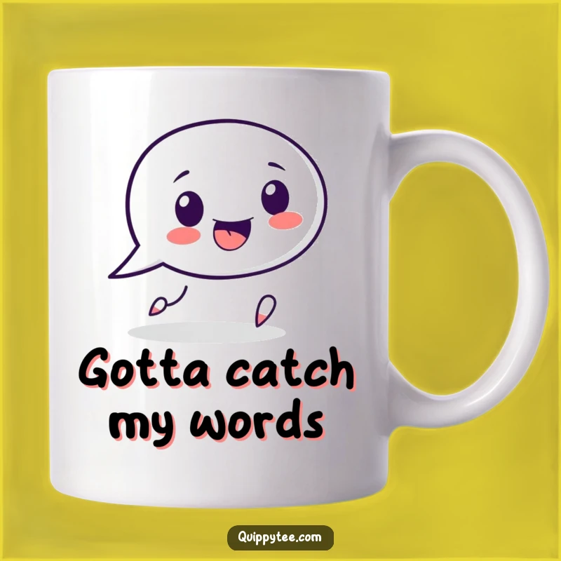Funny Speech Bubble Pun Mug: A Playful Chase for the Perfect Word Gift