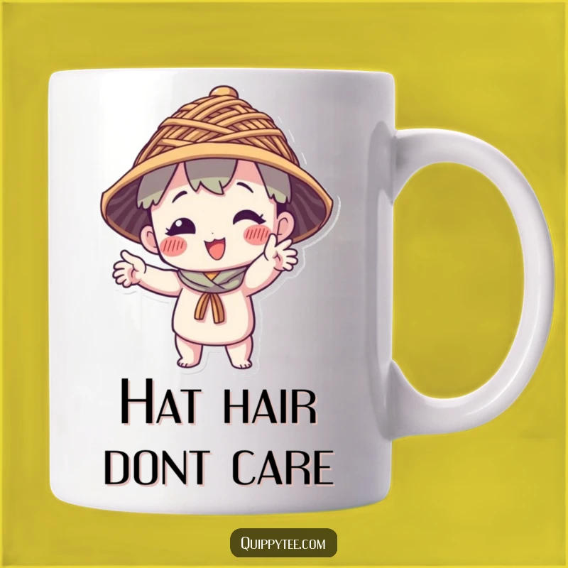 Funny Thread Hat Character Mug: Quirky Pose & Unique Style, Perfect Funny Gift