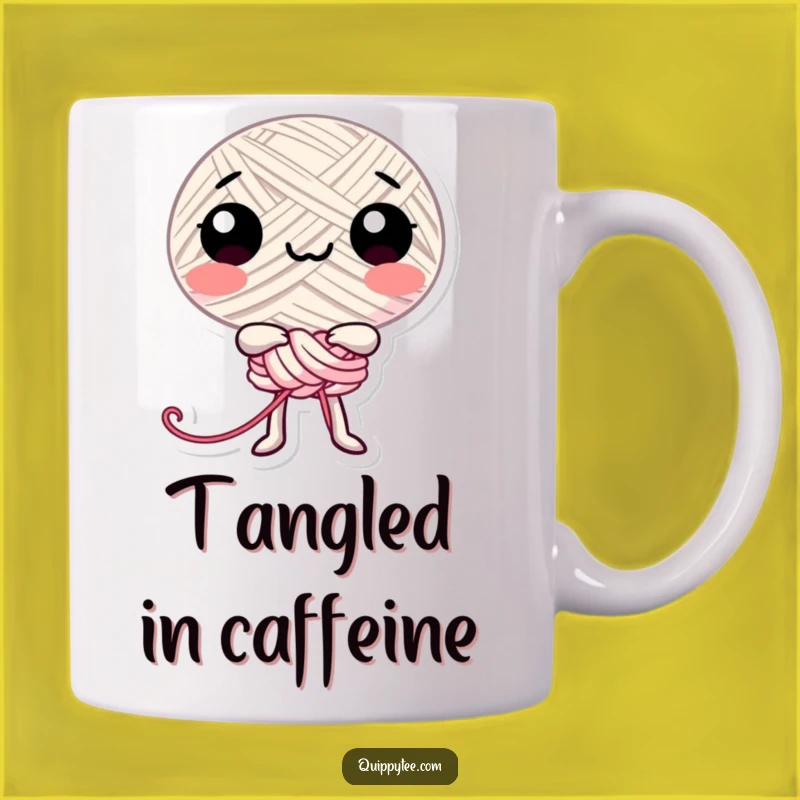 Funny Happy Thread Mug: Playful Knot Character Funny Gift