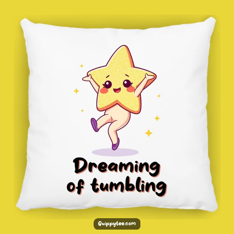 Cozy Funny Glitter Star Pillow: Add Sparkle and Comfort with Cartwheeling Character - Perfect Humorous Gift