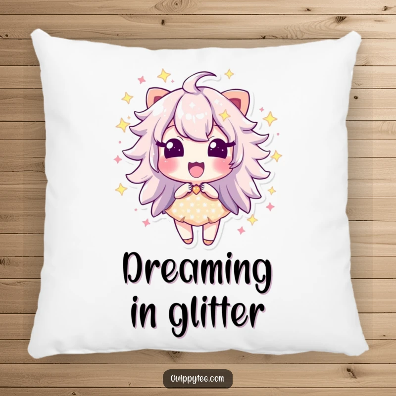 Decorative funny pillow featuring a sparkle dust character bursting with excitement, bringing comfort and radiant cheer.