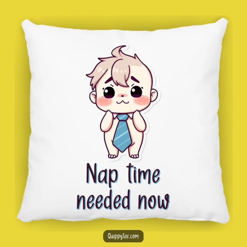 Funny Flustered Kawaii Tie Pillow - Cozy Overwhelmed Humor Cushion Gift