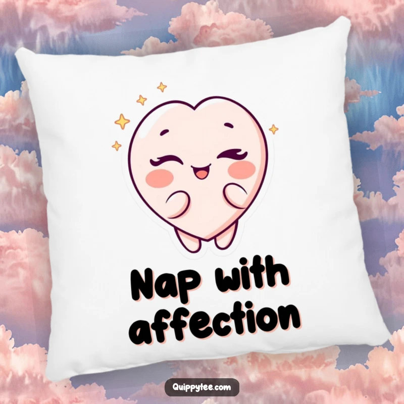 Funny Pillow: A sparkling heart character winking playfully, offering comfort and a touch of cheeky charm.