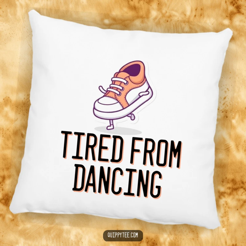 Funny pillow featuring a tiny shoe character doing a silly dance, perfect for adding quirky comfort and playful vibes.