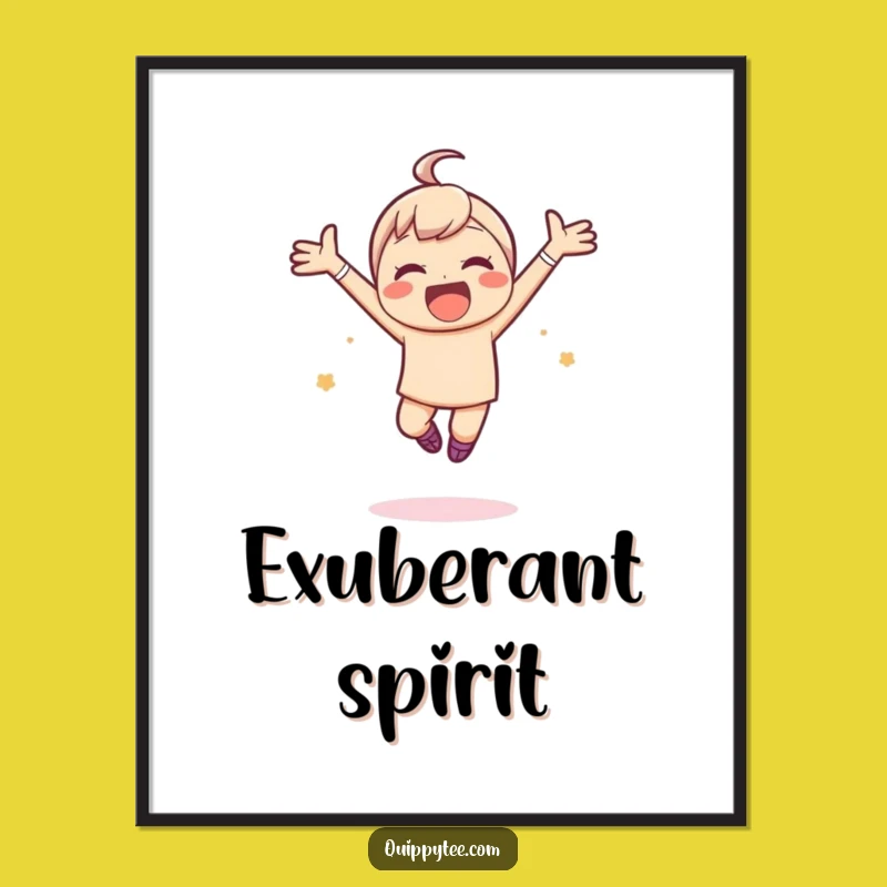 Funny Joyful Leap Digital Art Print: Instant Happiness Decor