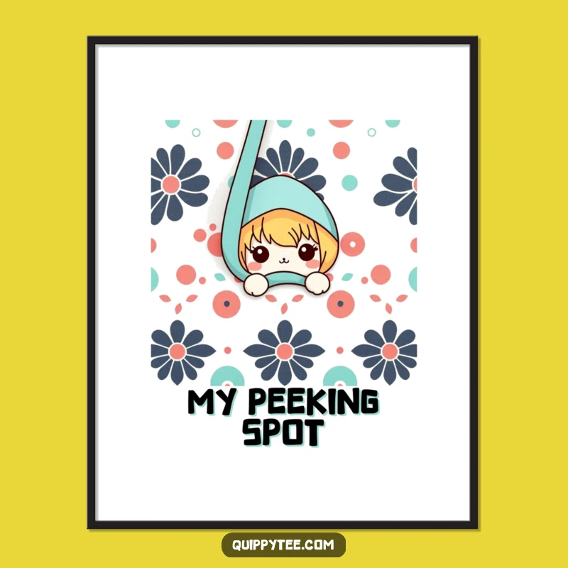 Funny Kawaii Digital Art - Peekaboo Fabric Character Printable Funny Gift