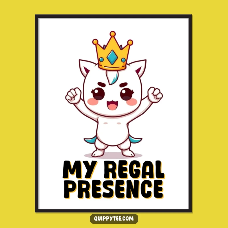 Funny Kawaii Power Pose Digital Art - Regal Humor Printable Wall Decor Gift