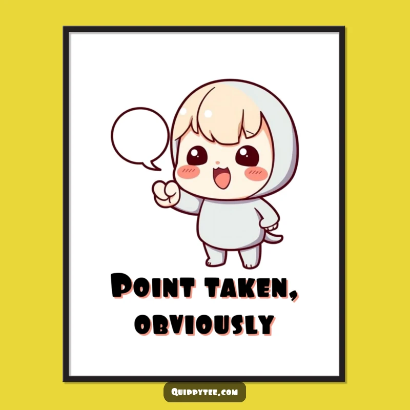 Funny Pointing Kawaii Digital Art Print: Instant Dialogue Decor