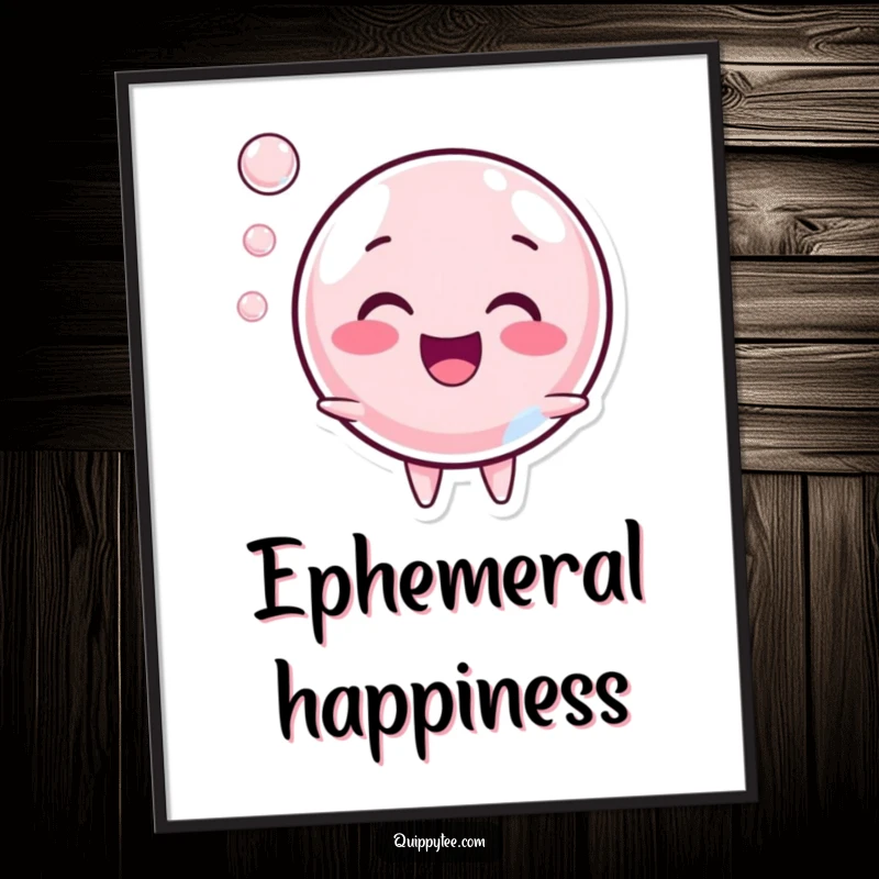 Funny Digital Art Print: A cheerful bubble character captured mid-pop with a happy sound, perfect for joyful wall decor.