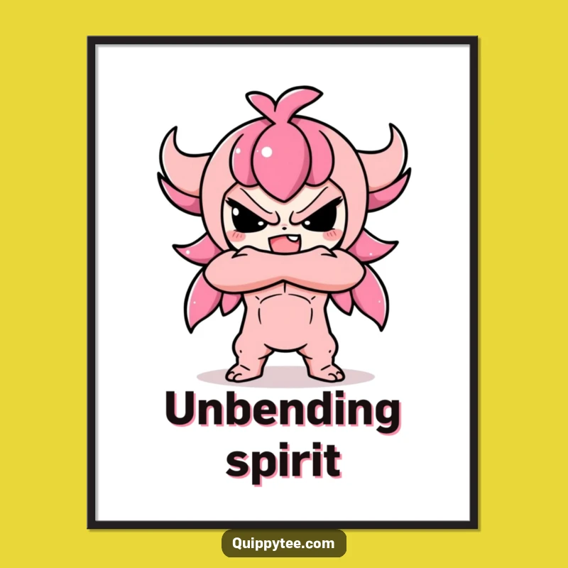 Funny Kawaii Defiant Digital Art: Cute Attitude Print, Hilarious Gift for Decor