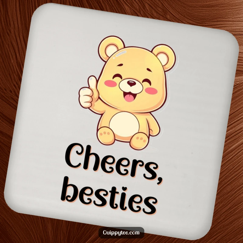 Funny Gummy Bear Thumbs Up Coasters: A smiling character giving a thumbs up, ideal for funny and protective table decor.