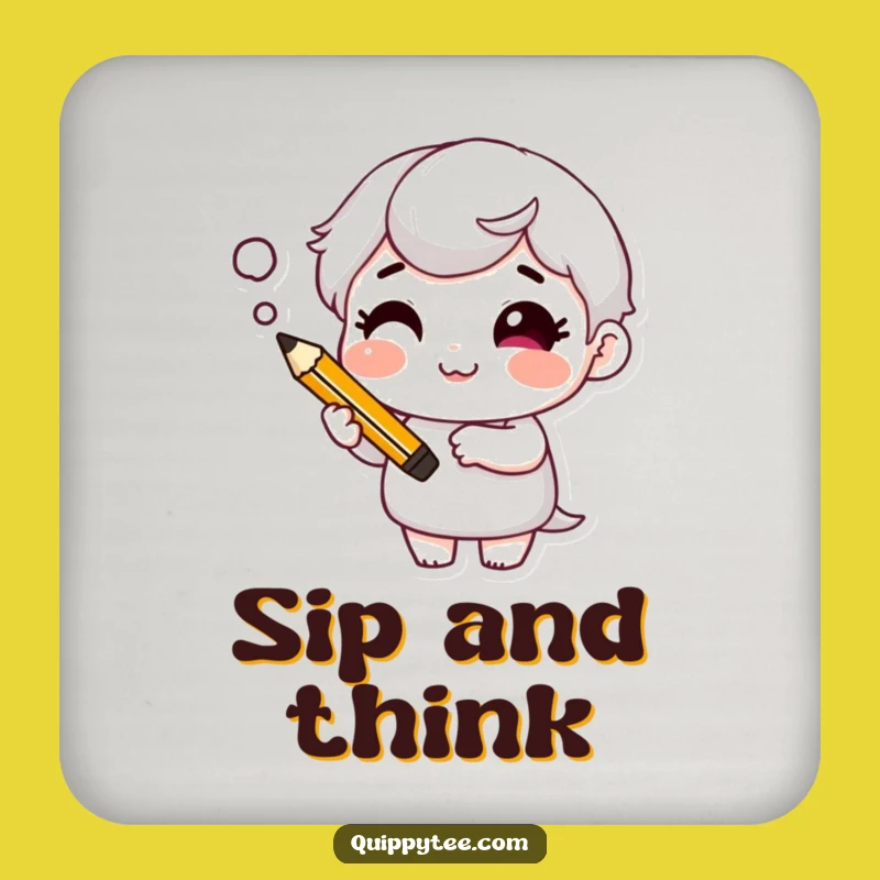 Clever Thinker Coaster: Funny Character's Idea Protector for Witty Surfaces