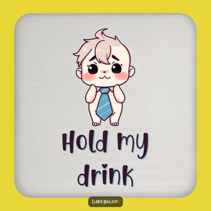 Funny Flustered Kawaii Tie Coaster - Overwhelmed Humor Drink Gift