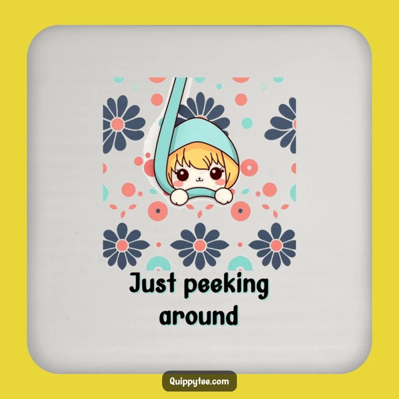 Funny Kawaii Coaster Set - Cute Peekaboo Fabric Drink Protection Funny Gift