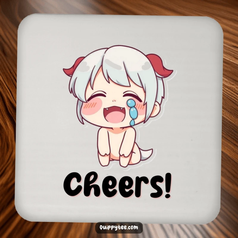 Funny Laughing Coaster: A character laughs with tears, protecting surfaces with abundant joy.