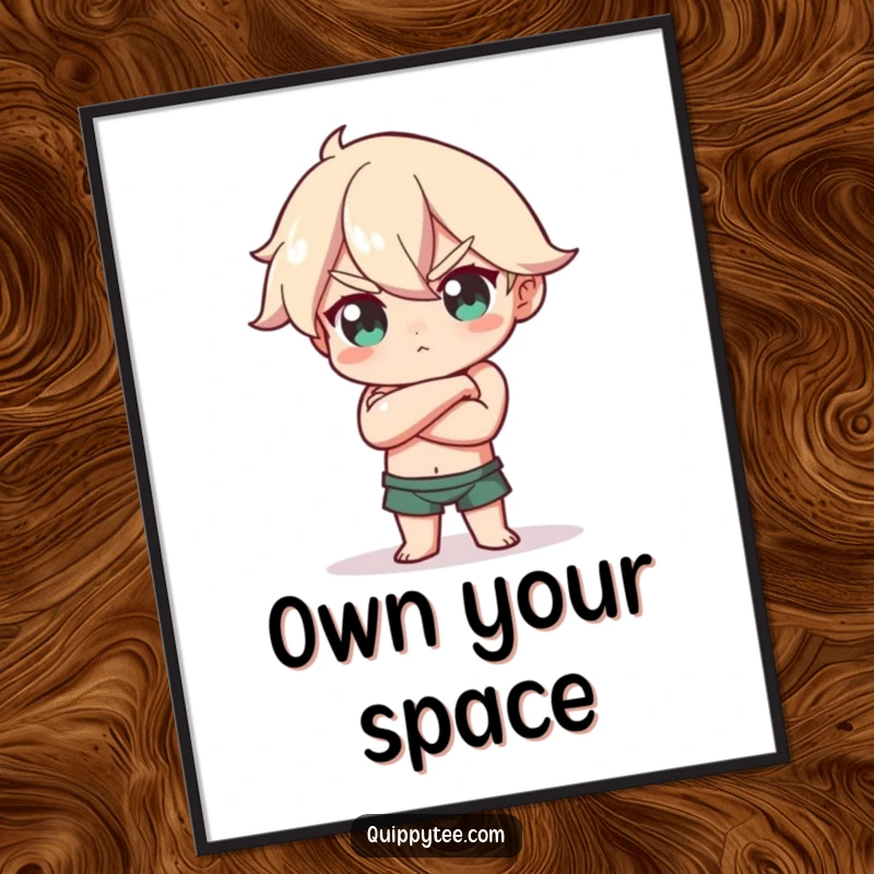 Funny Poster: Character strikes a confident pose, arms crossed, head tilted, exuding power and self-assurance in art form.