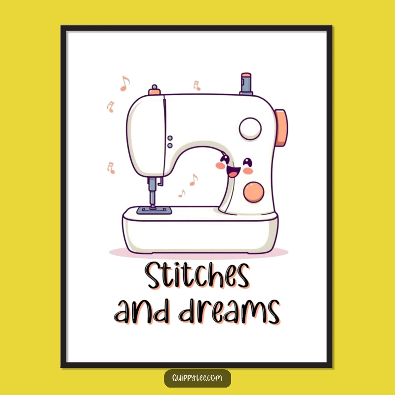 Funny Sewing Machine Poster - Musical Craft Decor