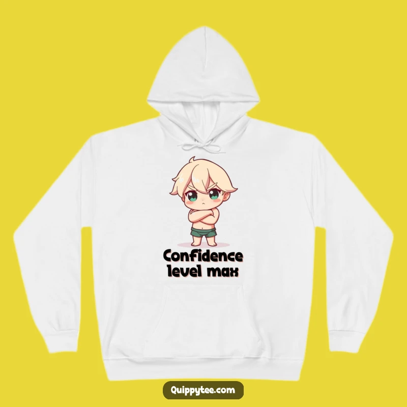 Confident Pose Hoodie: Funny Character's Cozy Boldness for Empowering Comfort