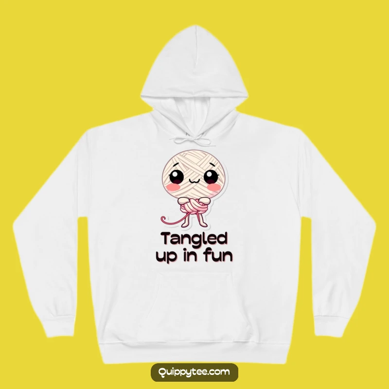 Cozy Funny Happy Thread Hoodie: Snuggle Up in Playful Comfort