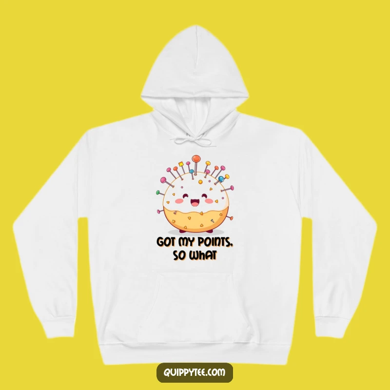 Cozy Funny Pin Cushion Hoodie: Warm and Hilarious Gift for Crafty Souls