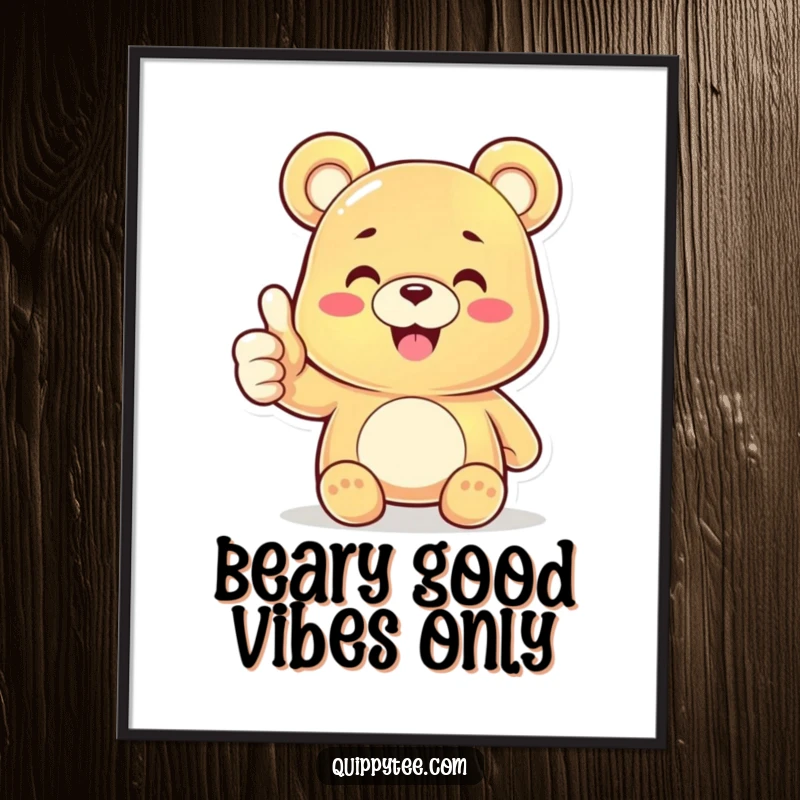 Funny Free Printable Gummy Bear Wall Art featuring a gummy bear character giving a confident thumbs up.