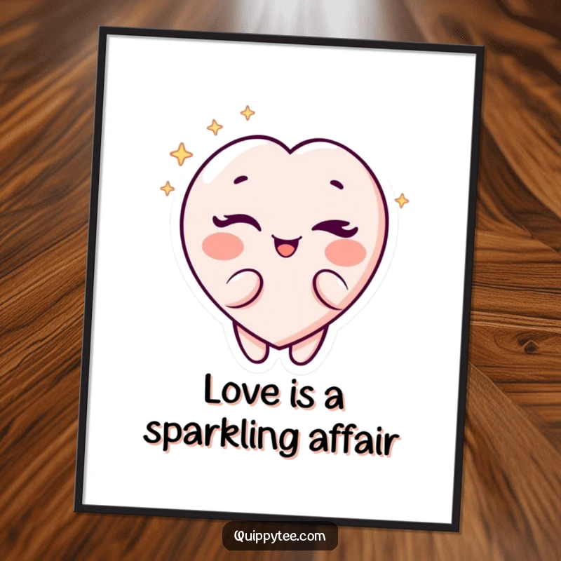 Witty Free Printable Wall Art: A sparkling heart character playfully winks with charm.