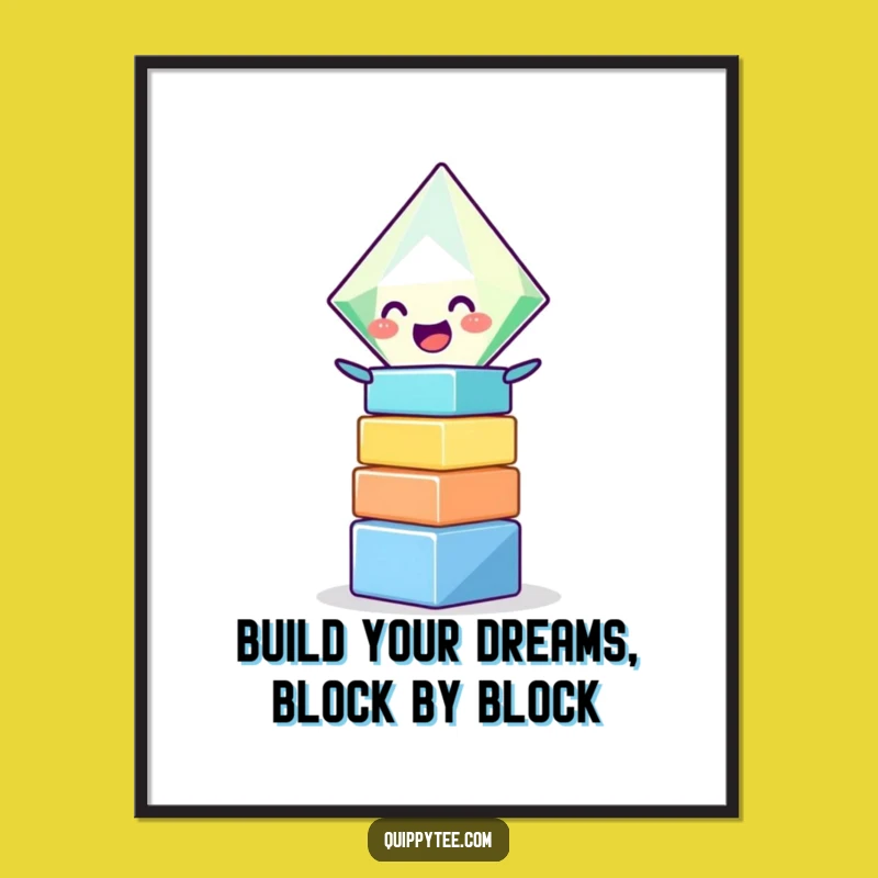 Free Printable Wall Art: Giggling Diamond Stacking Blocks Funny Downloadable Art Gift