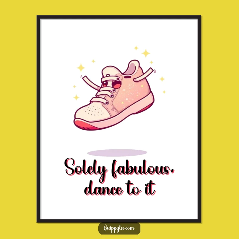 Free Printable Wall Art: Joyful Sparkly Shoe Leaping, Funny Downloadable Decor for Walls