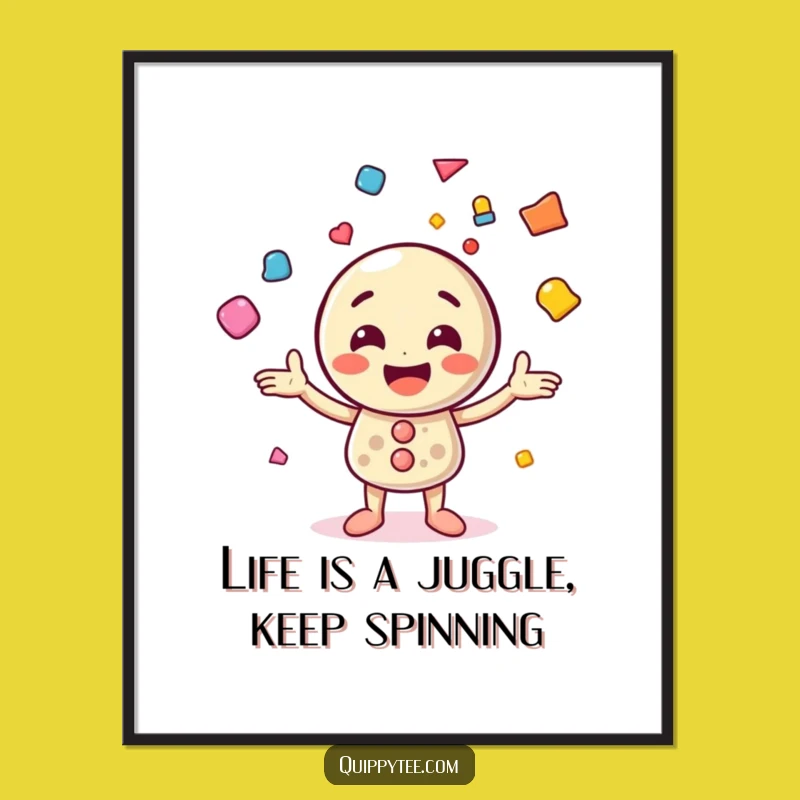 Free Printable Wall Art: Juggling Button Funny Downloadable Art for Decor