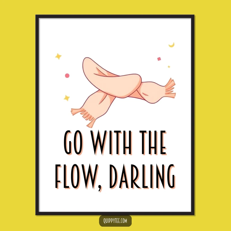 Free Printable Wall Art: Whimsical Scarf Fluttering, Funny Downloadable Decor for Style