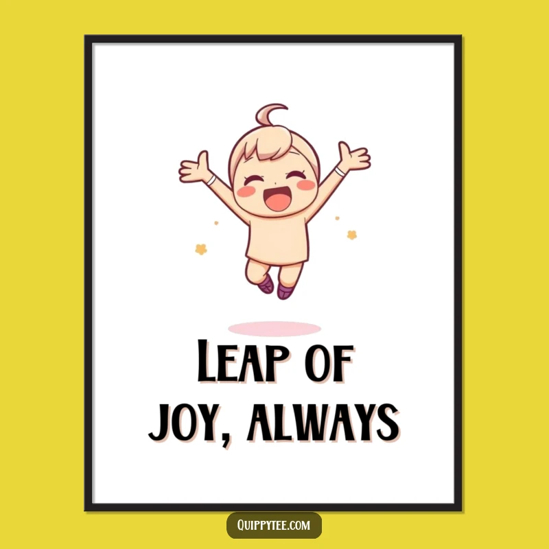 Funny Free Printable Wall Art: Joyful Leaping Kawaii, Uplifting Decor