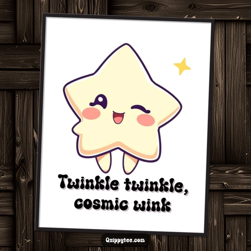 Funny Free Printable Wall Art: A cute star character winking playfully, adding whimsical charm and sparkle to your decor. Printable.