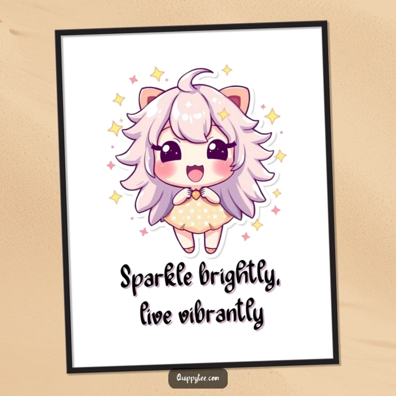 Funny Free Printable Wall Art of a sparkle dust character bursting with vibrant excitement and glitter.