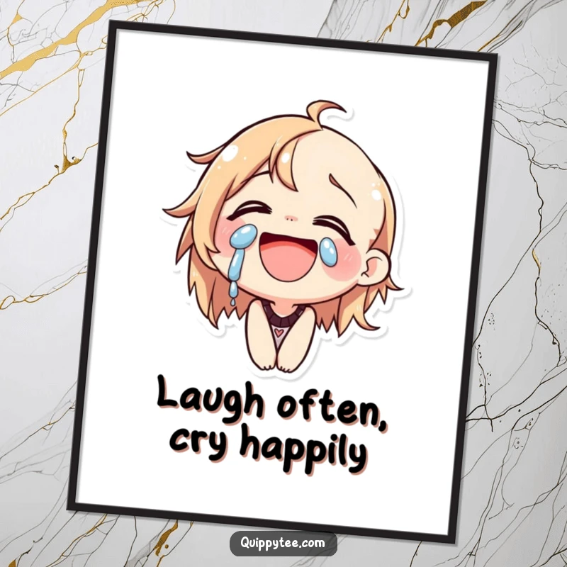 Funny Free Printable Wall Art: A character in fits of laughter, tears of joy pouring down their face.