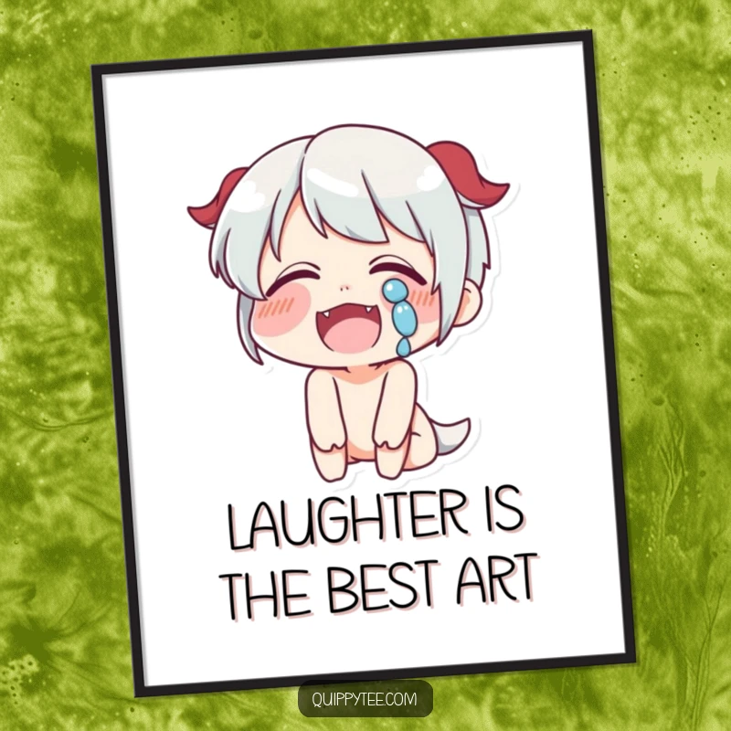 Funny Free Printable Wall Art: A cartoon character laughs uncontrollably, with tears of pure joy streaming down their face, perfect for humorous decor.