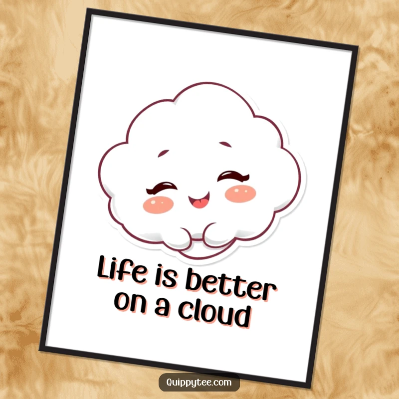 Funny Free Printable Wall Art: A happy cloud character giggles with pure delight.